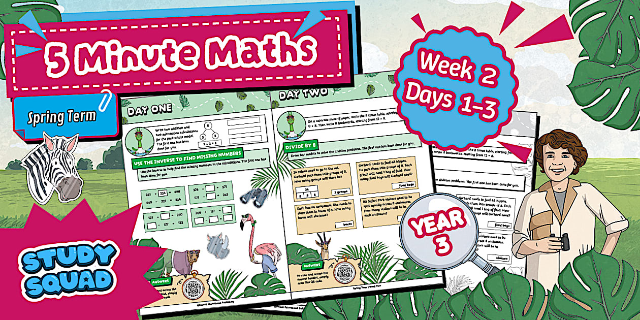 👉 Study Squad 5 Minute Maths - Year 3 Spring - Week 2 Days 1-3