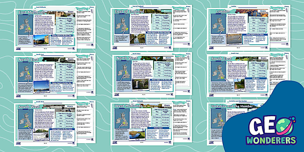 Geo Wonderers LKS2: Rivers and the Water Cycle Regional Fact Files Pack