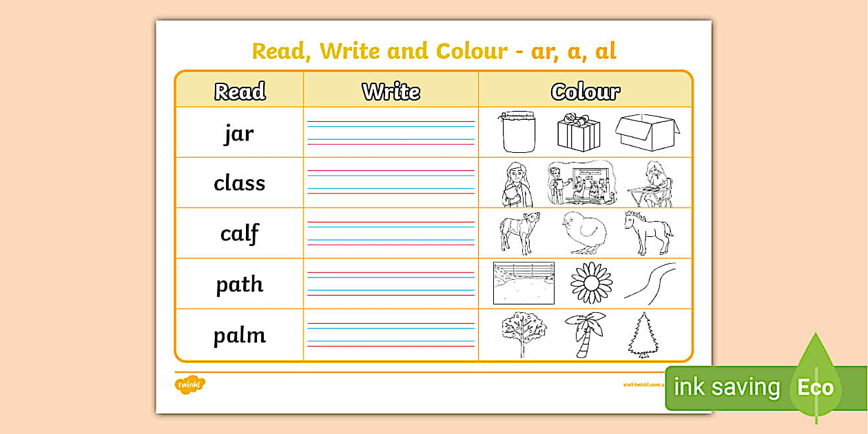 Read, Write and Colour (teacher made) - Twinkl