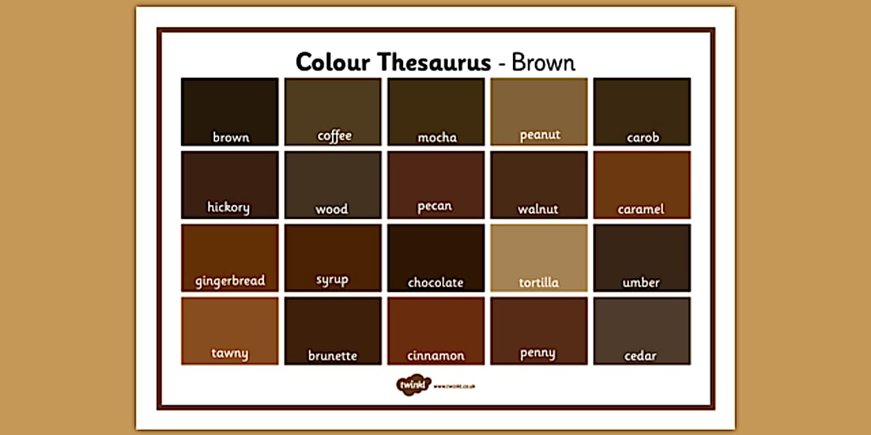 Sheasure Colour Thesaurus Word Mat Brown