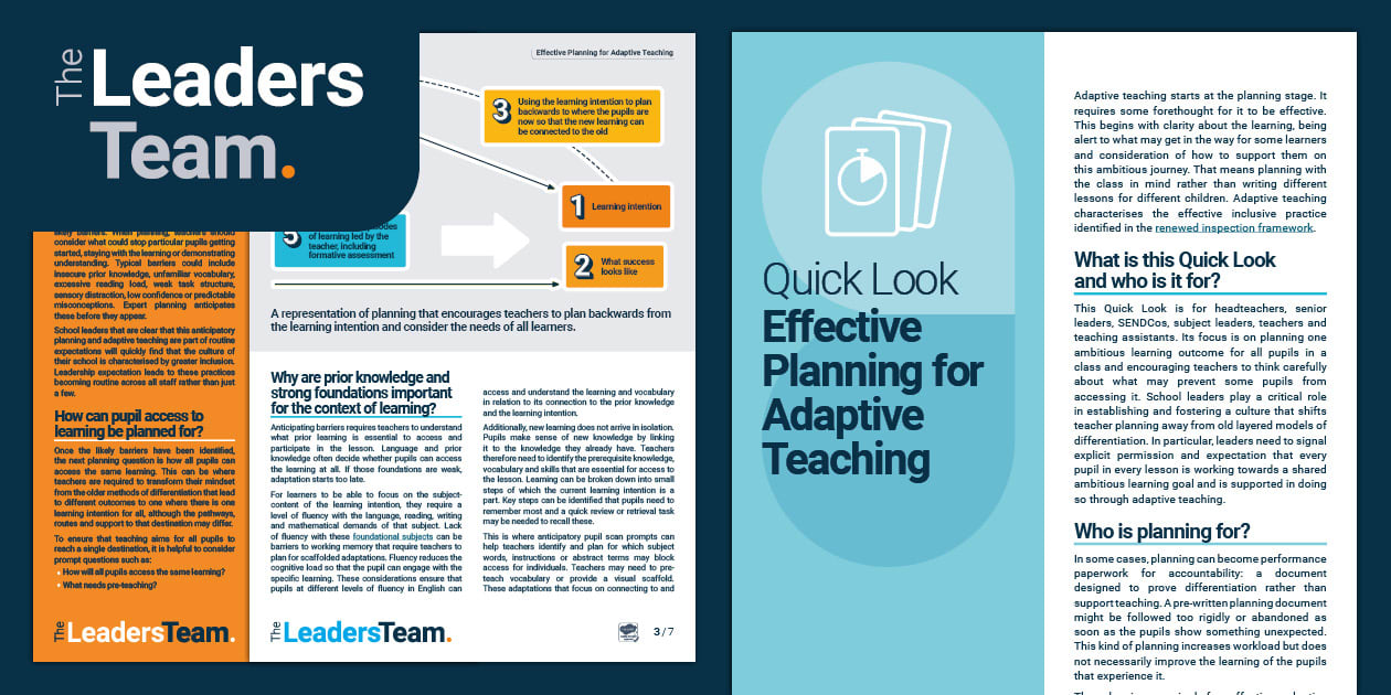 Effective Planning for Adaptive Teaching
