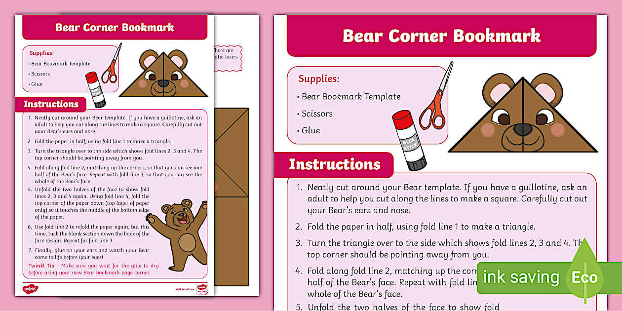 Free Bear Bookmark Craft Activity for Kids: Get Crafty!