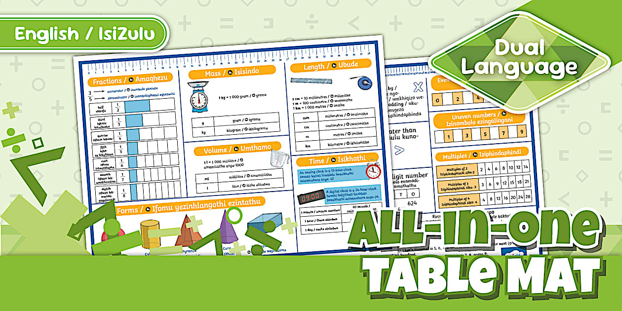 Grade 4 - Maths - All-in-one Table Mat - Mat (CAPS Aligned)