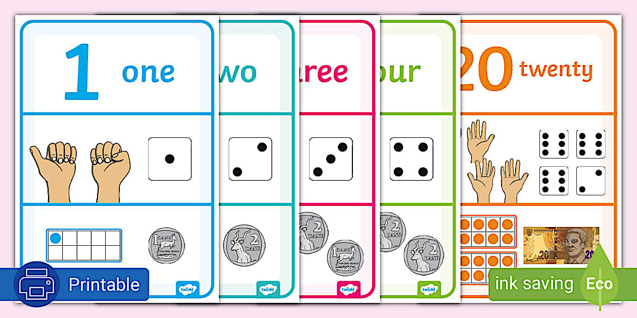 Visual Number Line with Ten-Frames Display Posters SA Money Version