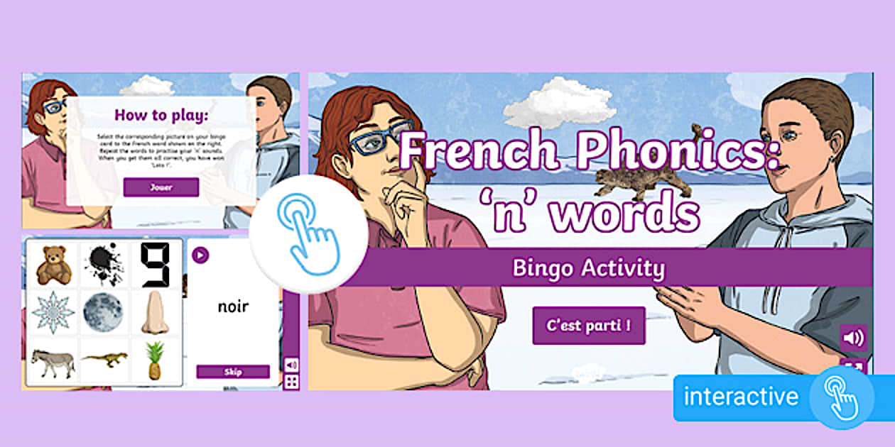  french phonics n words interactive bingo game