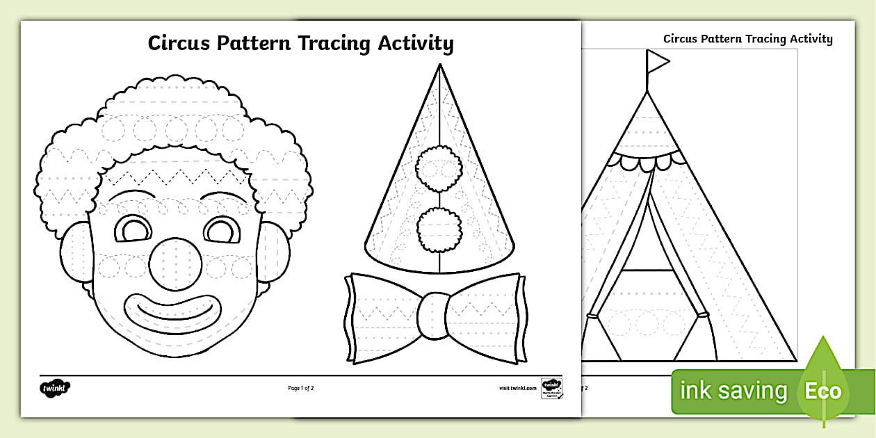Circus Pattern Tracing Activity Kindergarten Twinkl