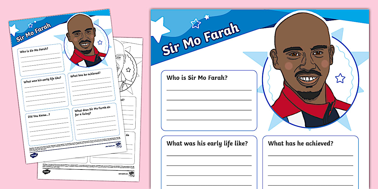 KS1 Sir Mo Farah Fact File Template (Teacher-Made) - Twinkl