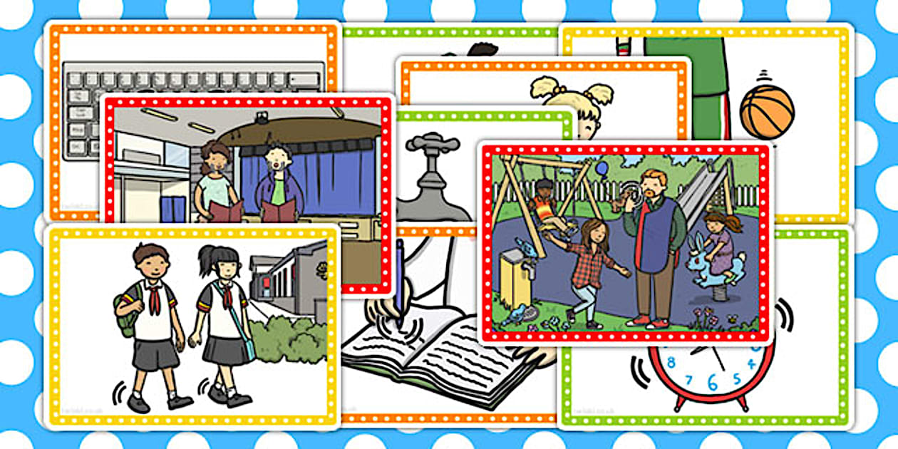 Black and White School Walk Picture Cards (teacher made)