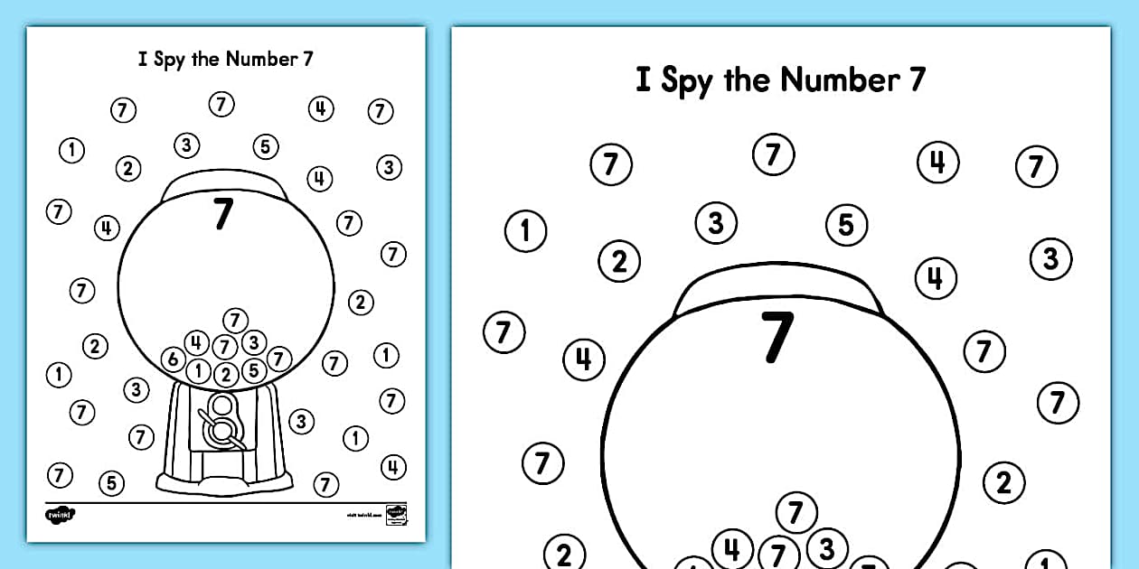 I Spy the Number 7 Worksheet (teacher made) - Twinkl