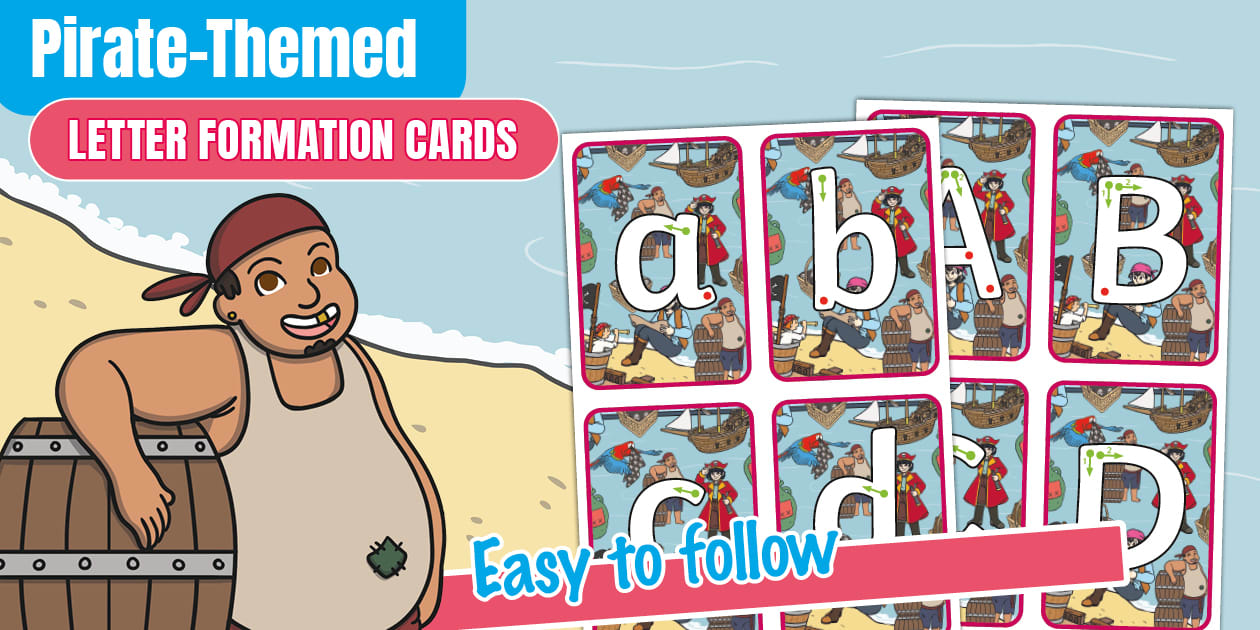 Pirate-Themed Letter Formation Cards
