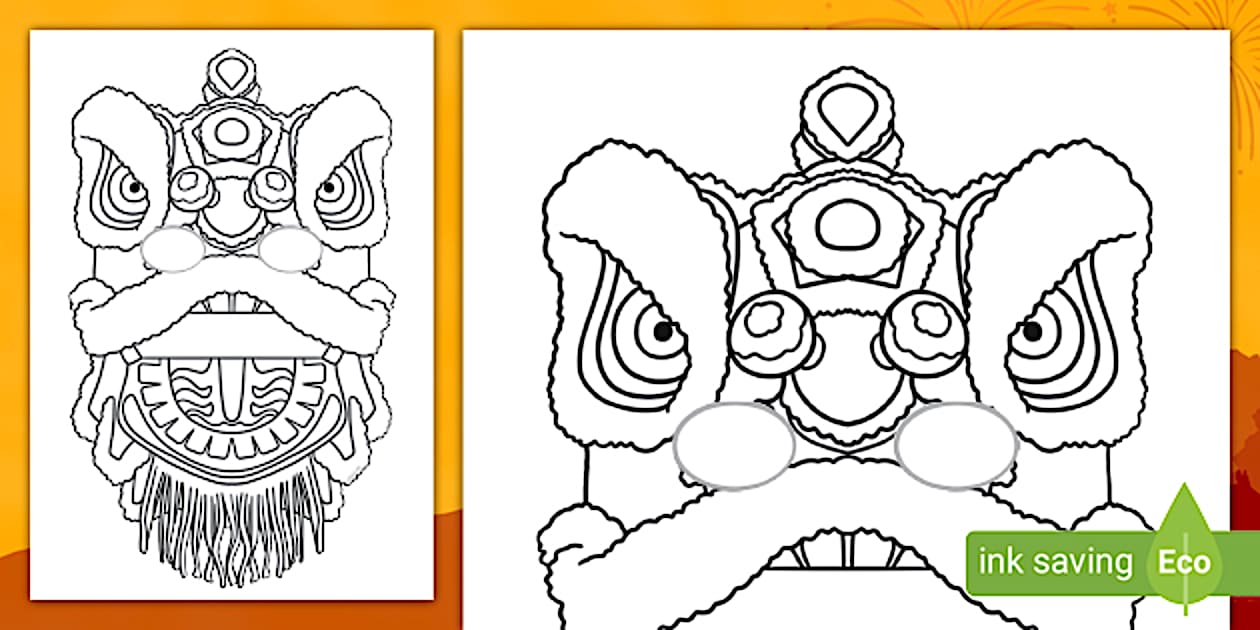 Chinese New Year Lion Mask Template Chinese New Year Lion Mask Template