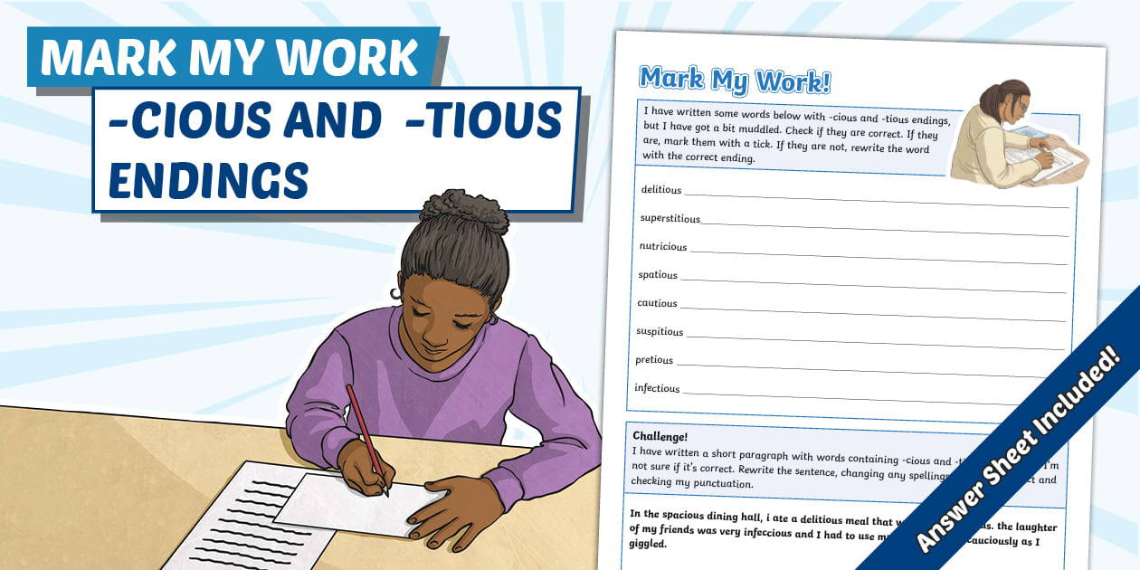 * NEW * Mark My Work! -cious and -tious Endings