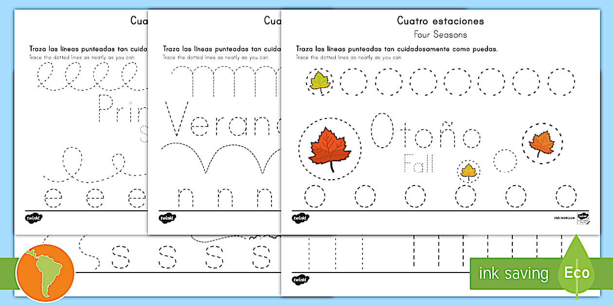 Four Seasons Fine Motor Skills Spanish/English Four Seasons Fine Motor