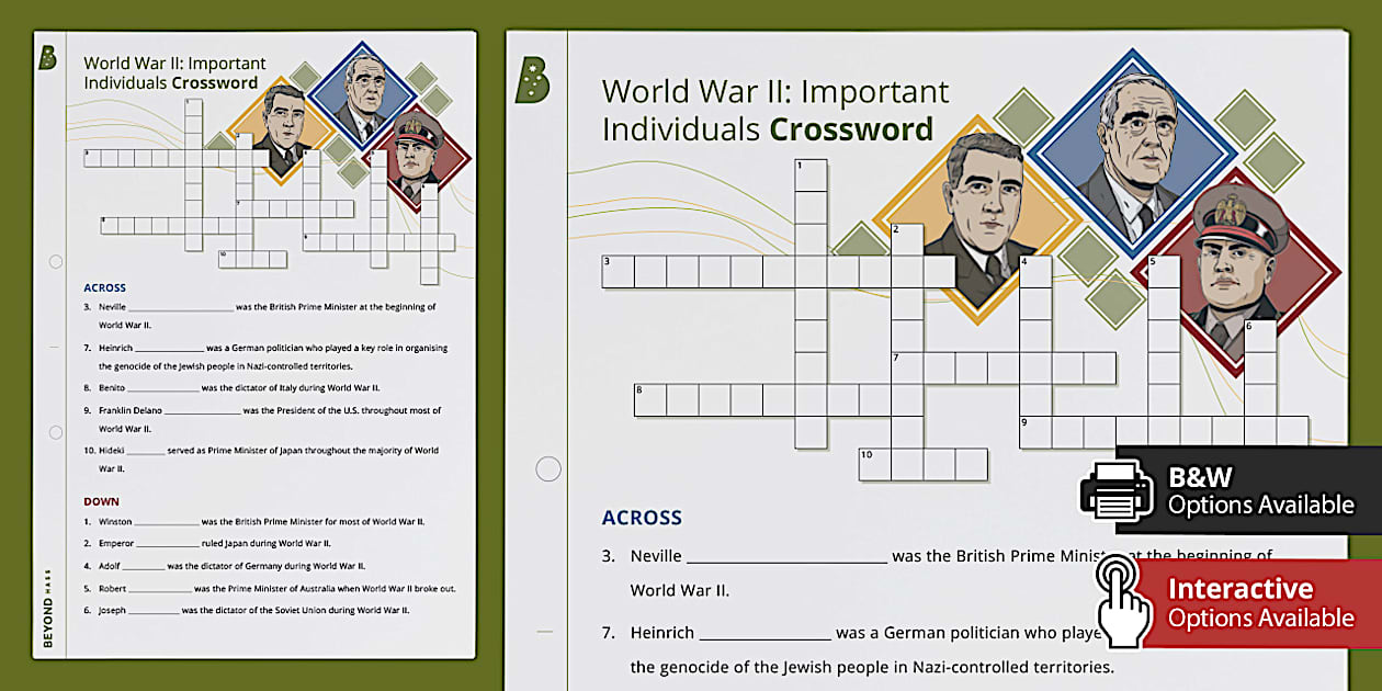 World War II: Important Individuals Crossword (teacher made)