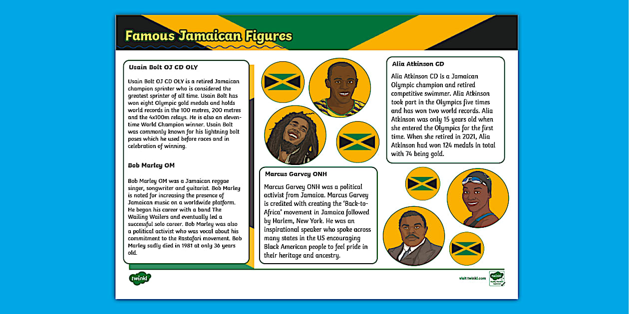Famous Jamaican Figures Fact File (teacher made) - Twinkl