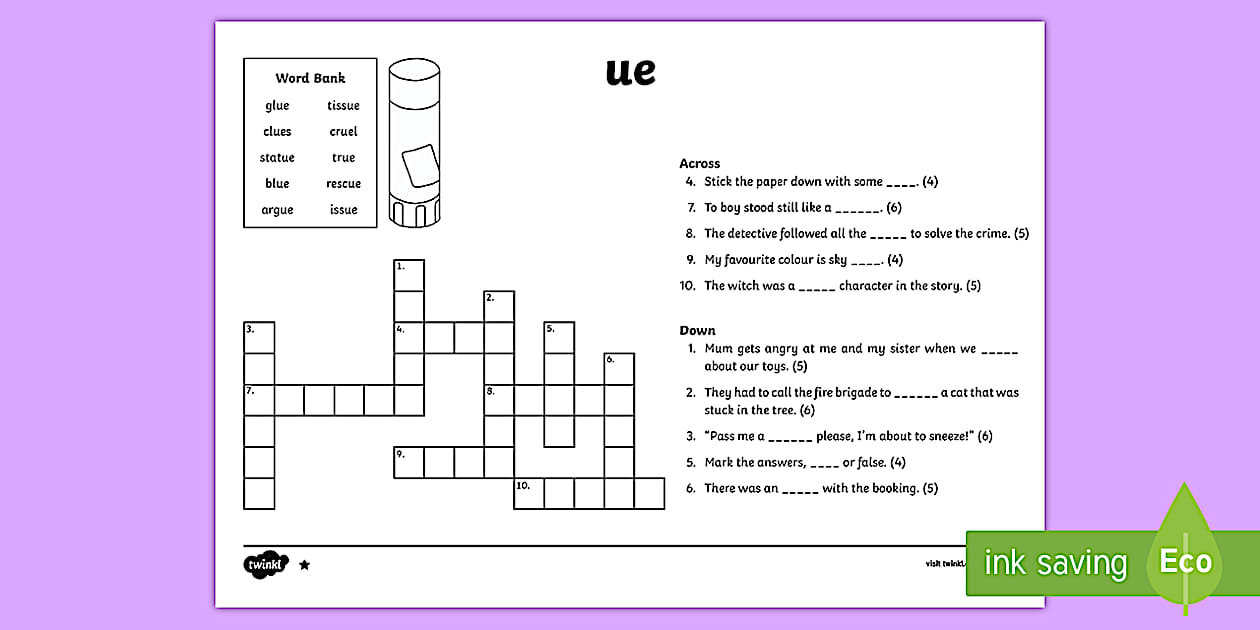 Eu Digraph Examples 'ue' Digraph Differentiated Crossword