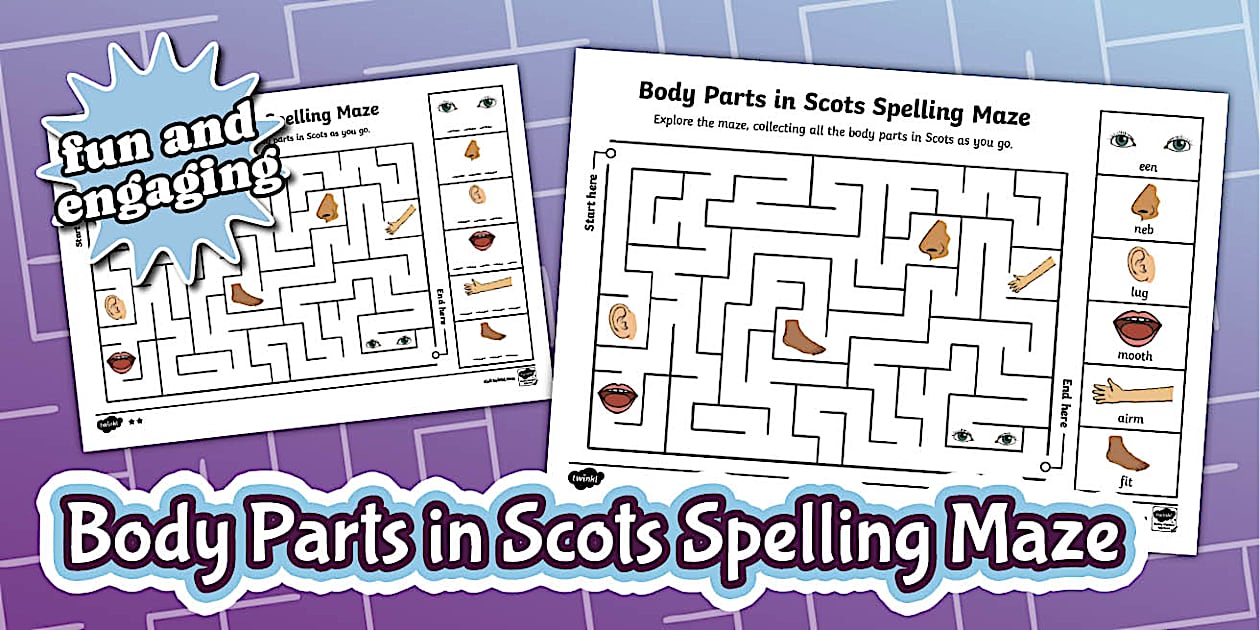 Scots Body Parts Spelling Maze Activity