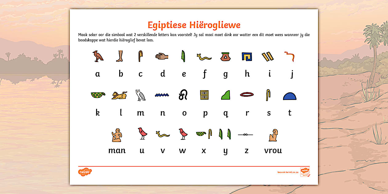 Antieke Egiptiese Hiërogliewe Simbool Bladsy (teacher made)