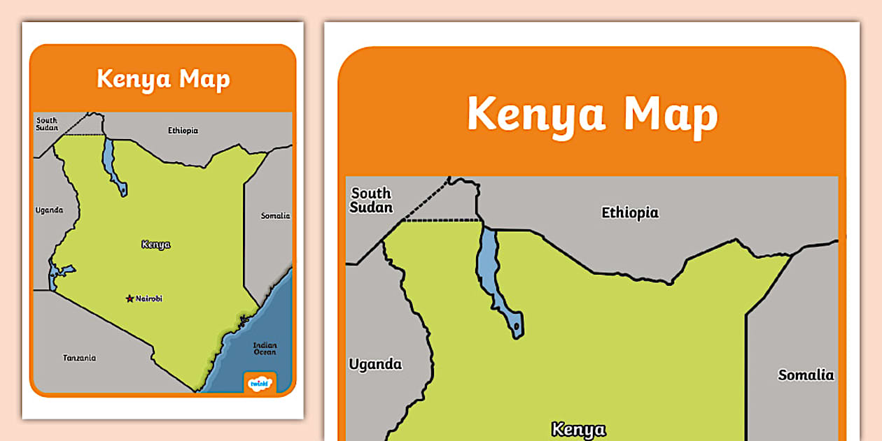 KS1 Kenya Display Map - Geography (Teacher-Made) - Twinkl
