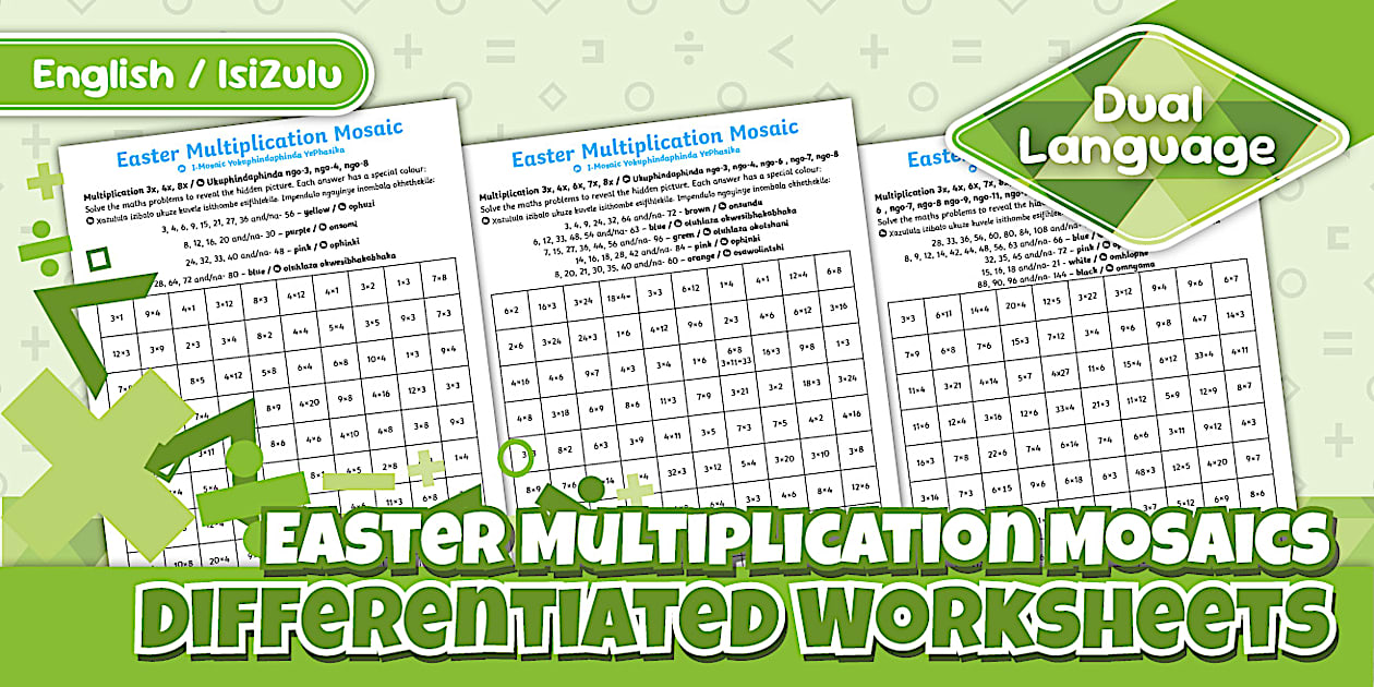 Easter Multiplication Mosaics | Hidden Pictures Worksheets