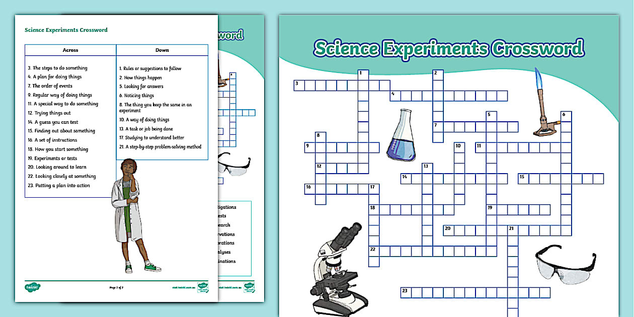 Science Experiments Crossword Science Resources Twinkl