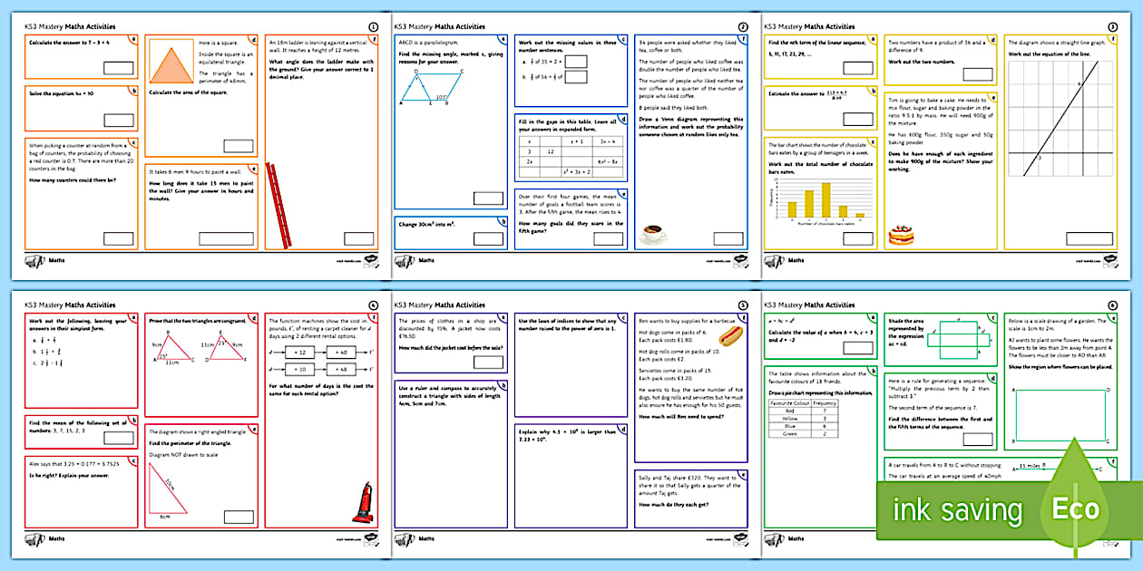 Year 7 - Year 10 Maths Mastery Activity Mats (teacher made)