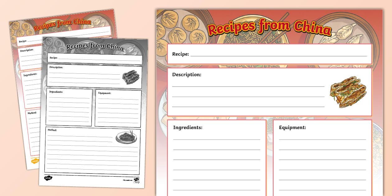 Chinese Recipe Writing Template (Lehrer gemacht) Twinkl