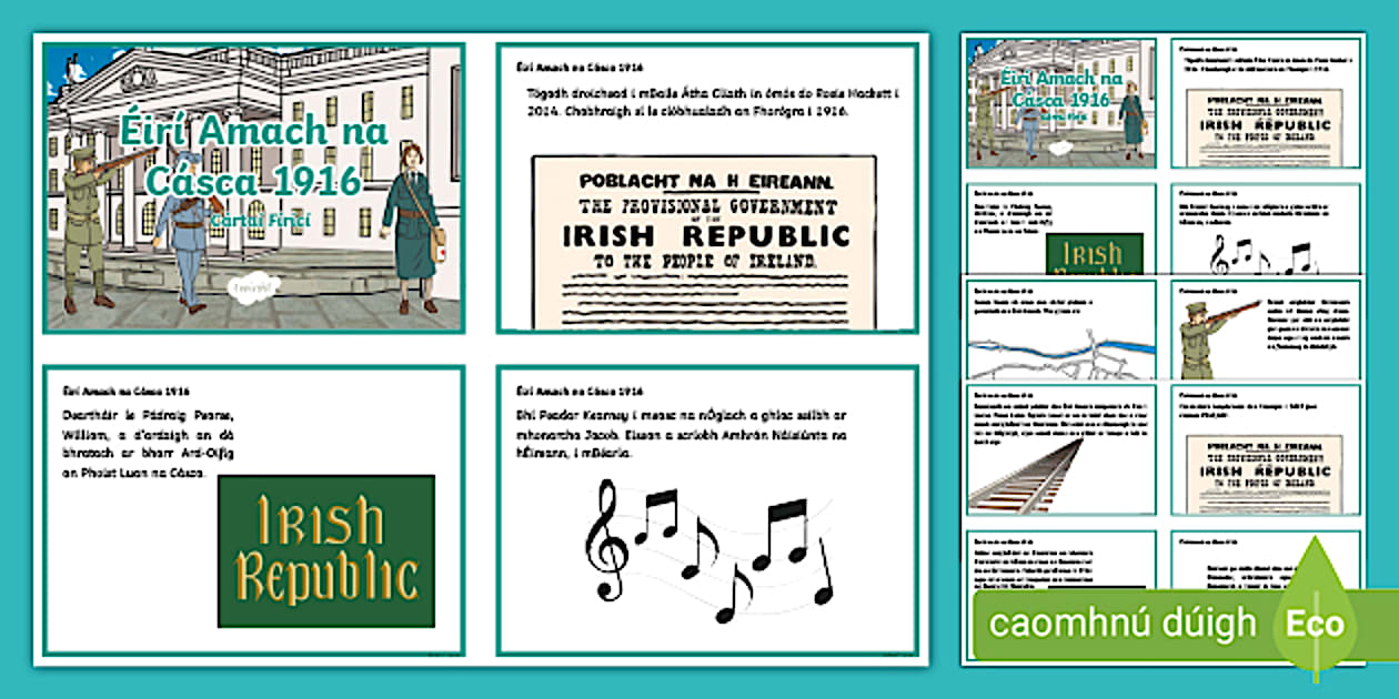 Irish History 1916 Rising Interesting Facts Display Cards Gaeilge
