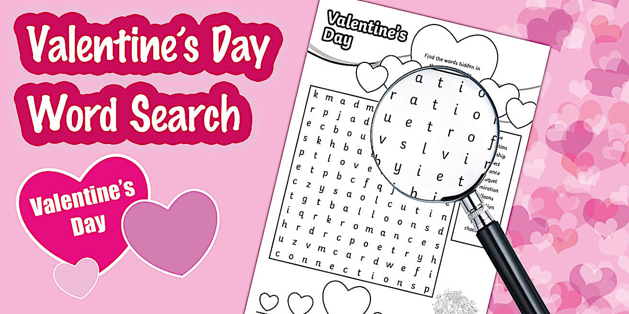 Valentine’s Day Word Search Activity Sheet