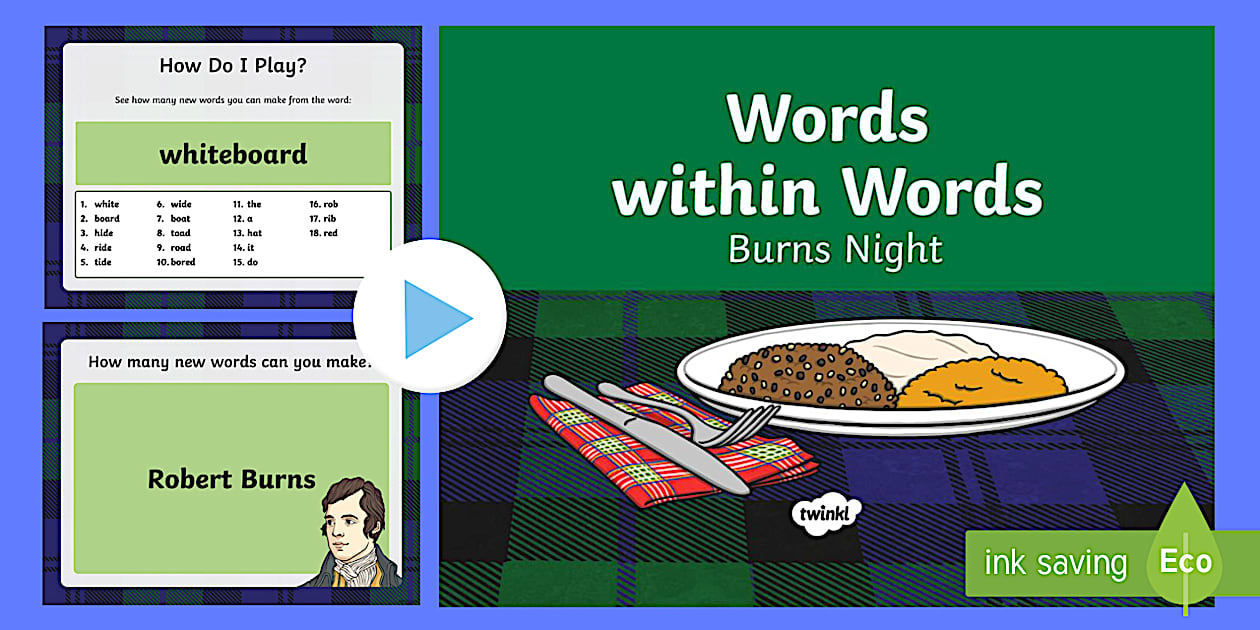 Burns Night Words within Words PowerPoint Game Twinkl
