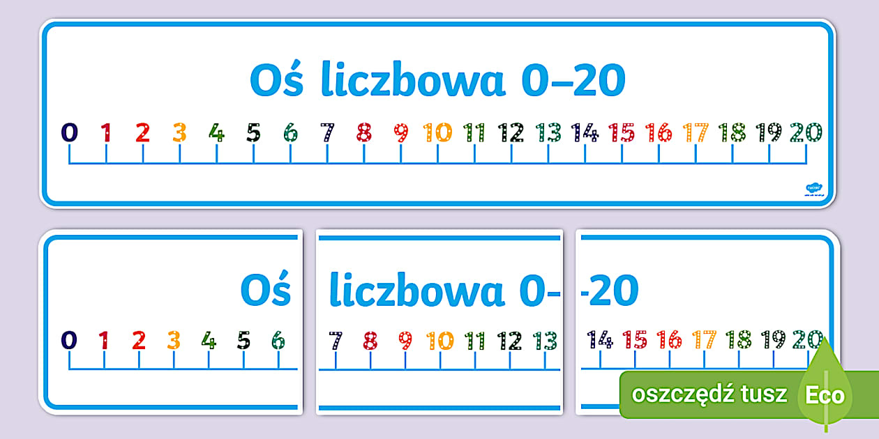 Oś liczbowa 0-20 - do powieszenia w klasie - Twinkl