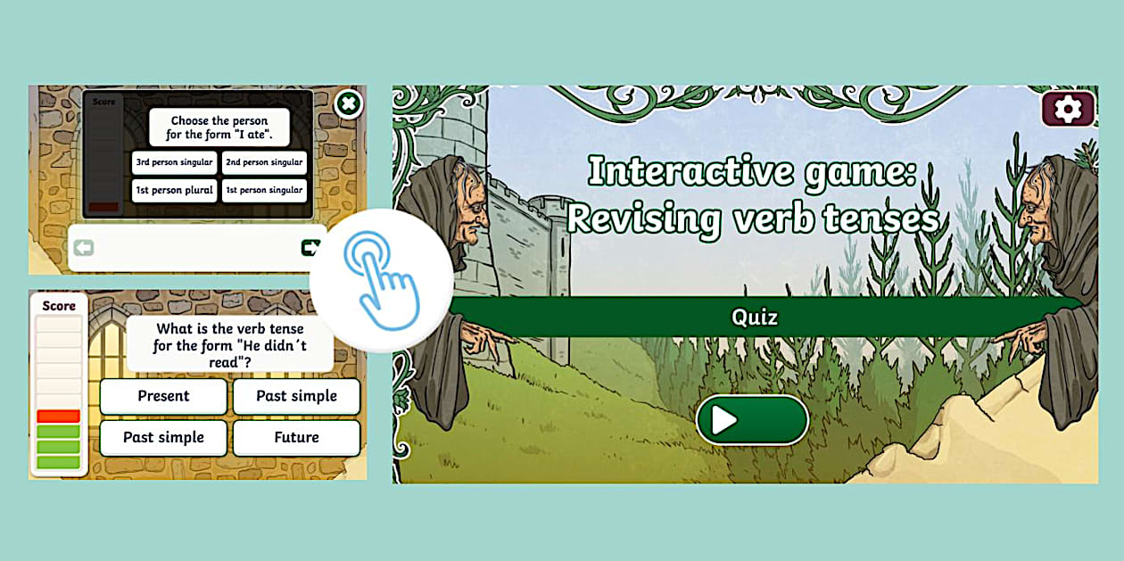 Interactive game: Revising verb tenses (teacher made)