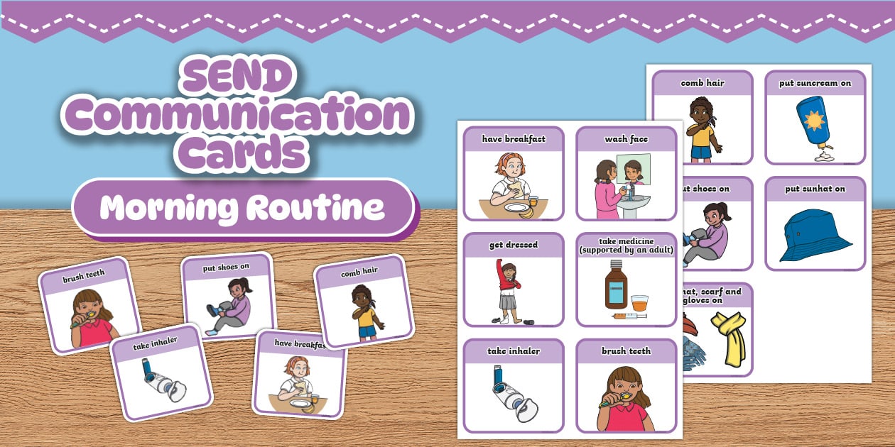 SEND Communication Cards Morning Routine (Girl)