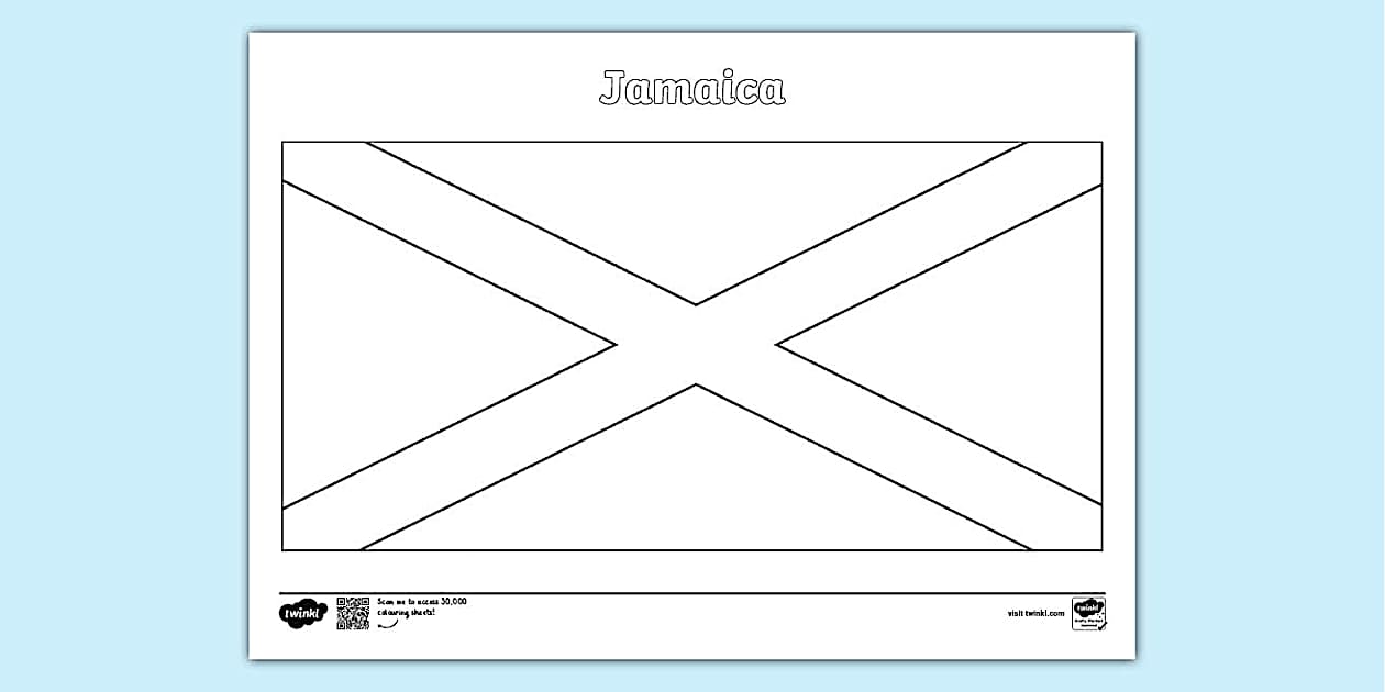Jamaica Flag Colouring Sheet - Geography (teacher made)