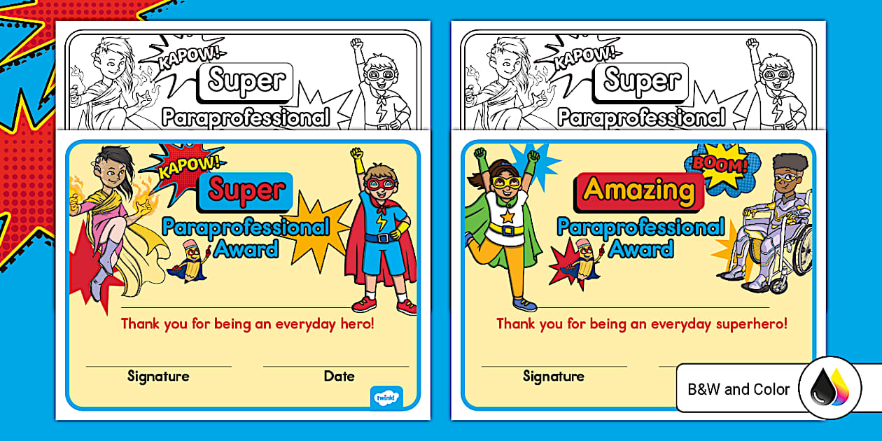 Paraprofessional Appreciation Day Certificate Twinkl