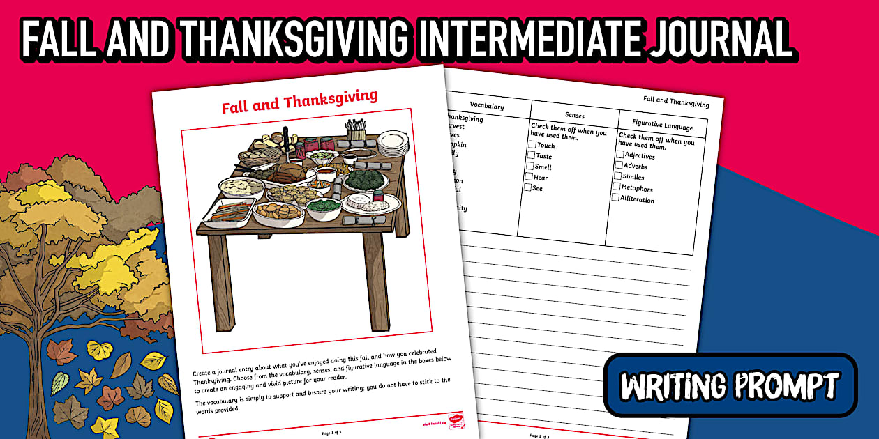 Fall & Thanksgiving Intermediate Journal Prompts