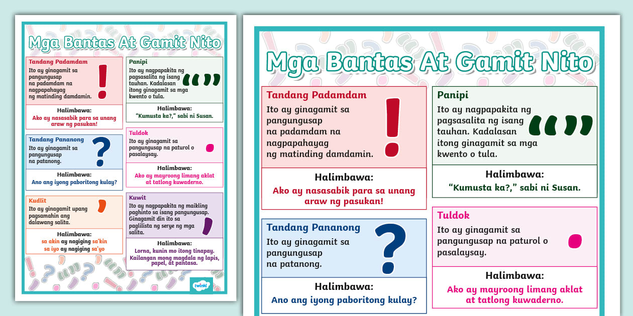 Mga Bantas At Gamit Nito Poster (teacher made) - Twinkl
