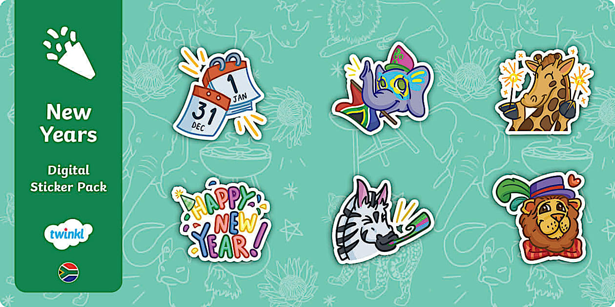 Number Year Sticker FREE! - New Years Digital Sticker Pack (teacher made)