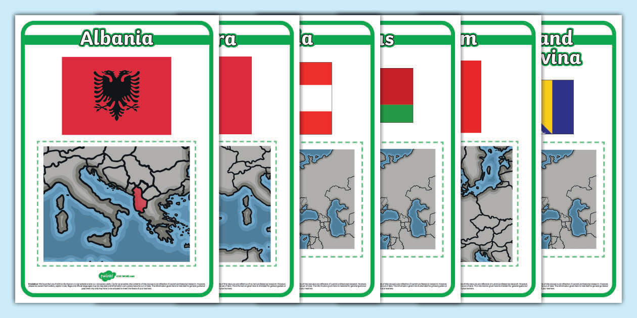 Europe Maps and Flags Posters