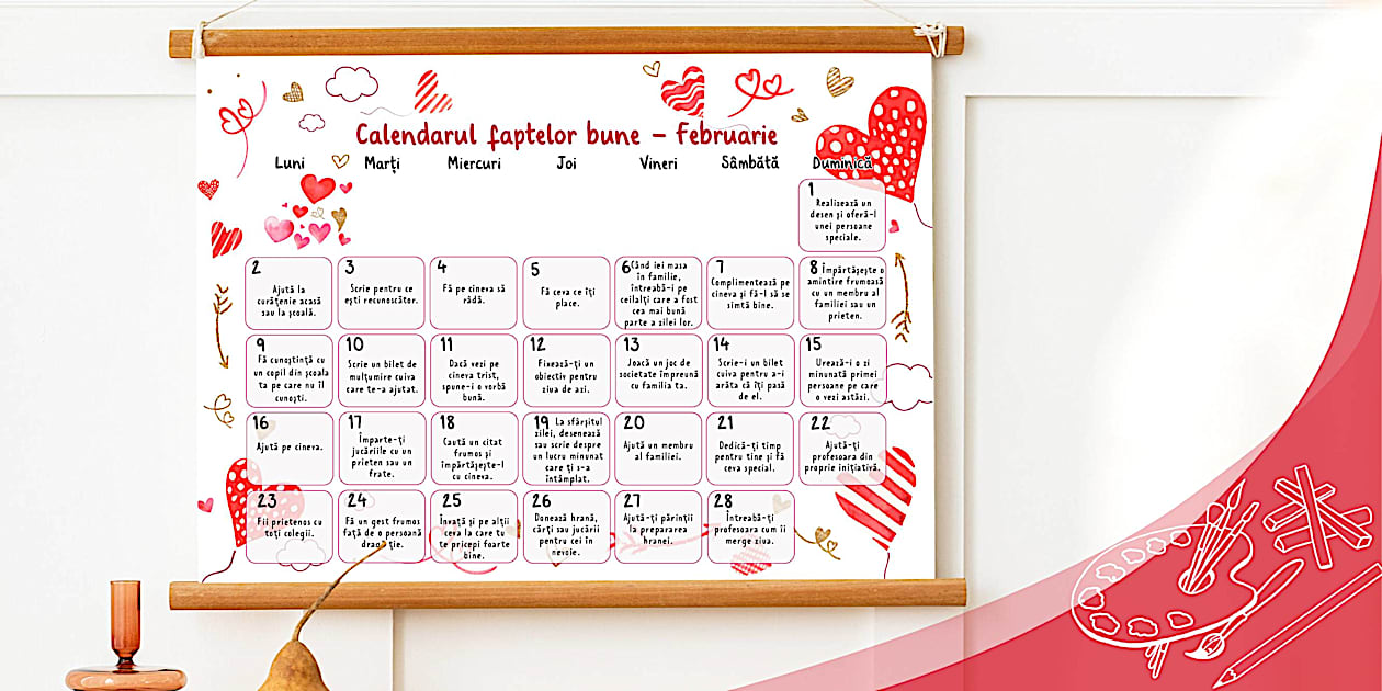 Calendarul faptelor bune: Februarie – Planșă Galeria de artă
