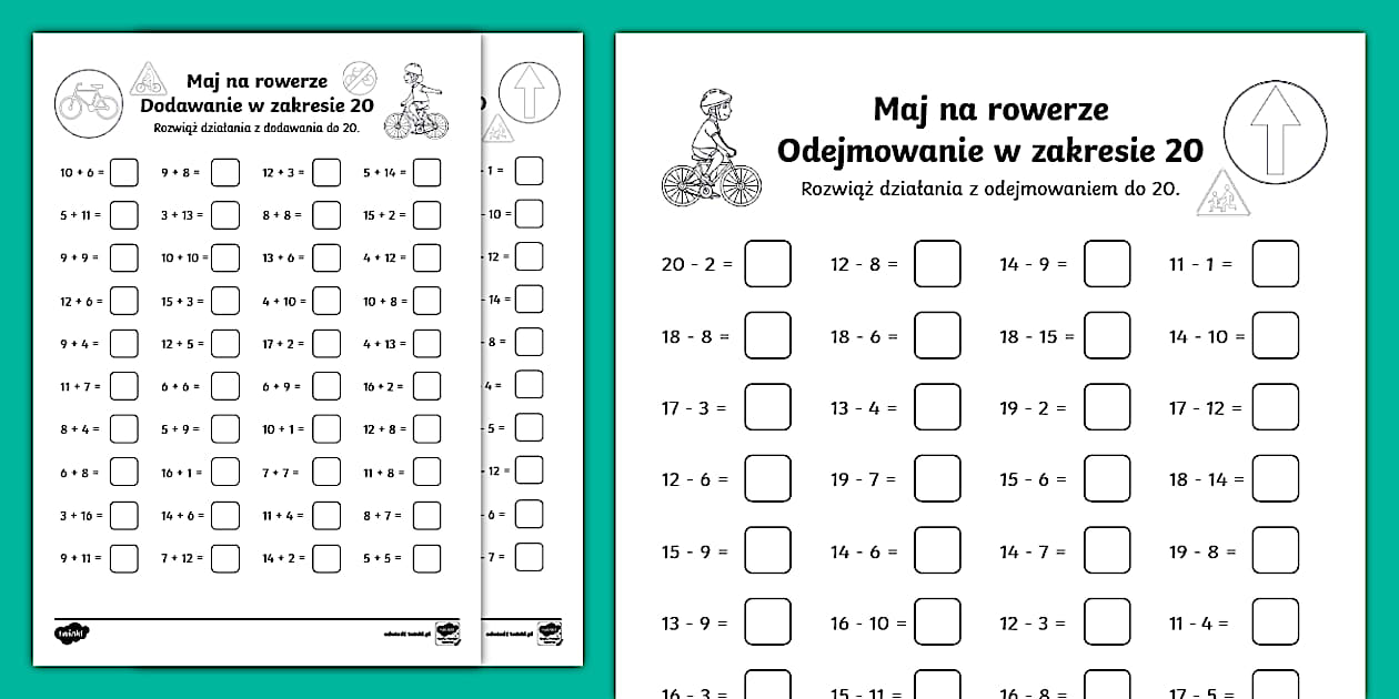 Przykłady Na Dodawanie I Odejmowanie Do 20 www.twinkl.com