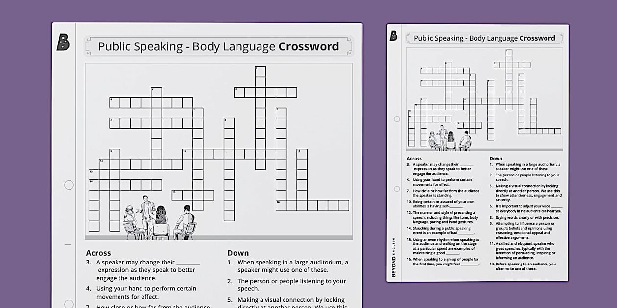 Public Speaking Body Language Crossword (teacher made)