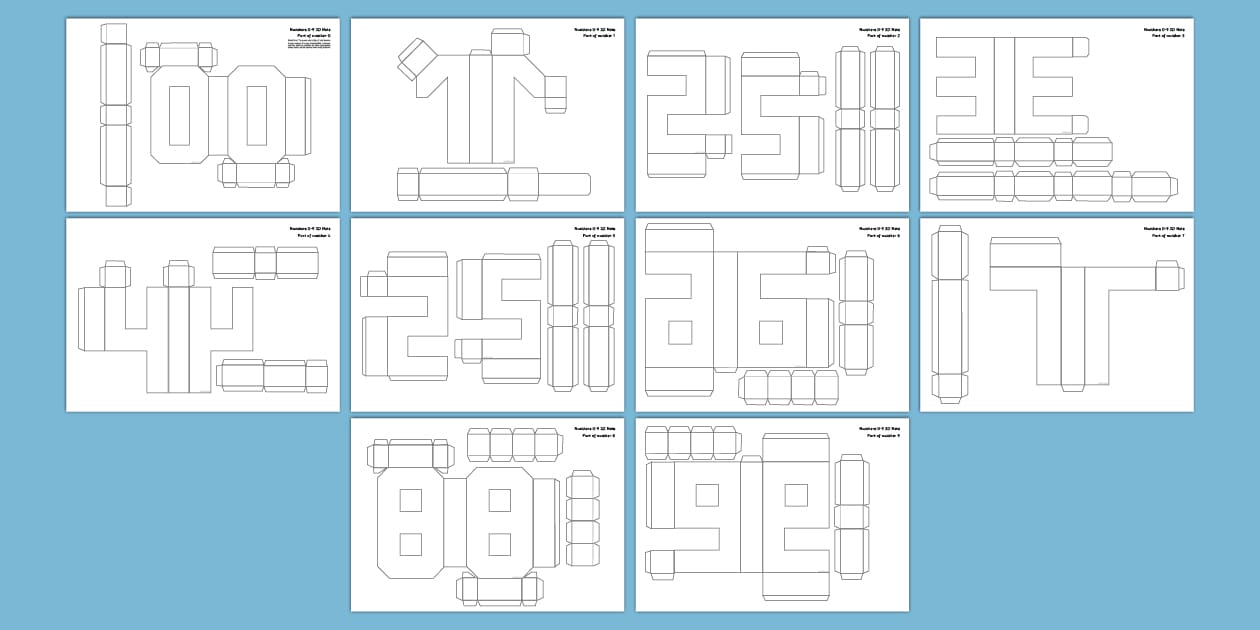 👉 Numbers 0-9 3D Nets - Maths Display Boards - Twinkl