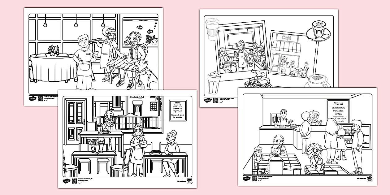 Cafe Colouring Sheets (teacher made) Twinkl