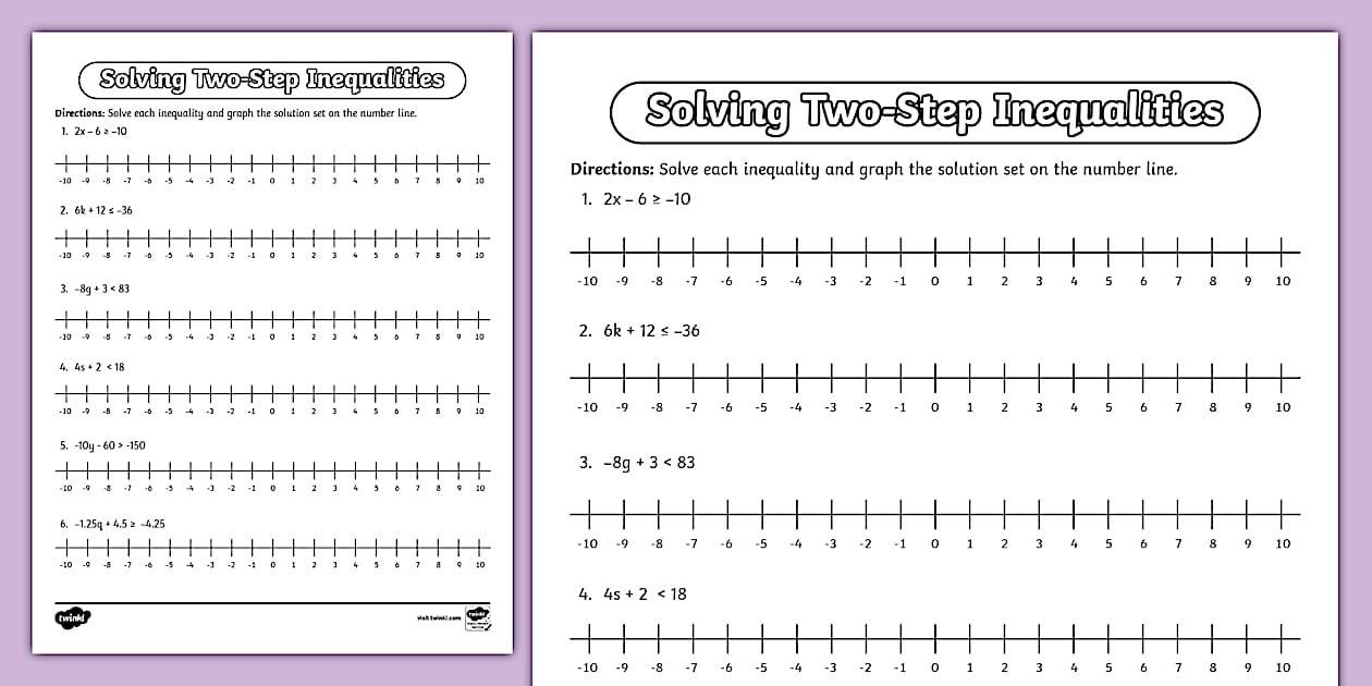 Seventh Grade Solving TwoStep Inequalities (teacher made)