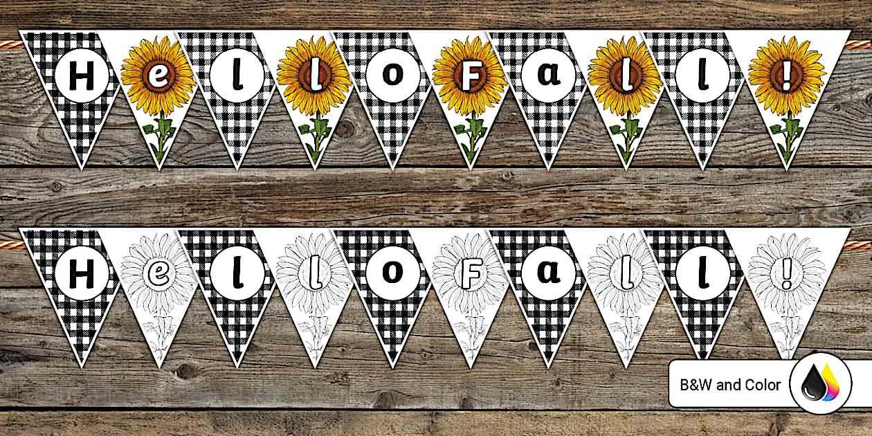 Hello Fall! Sunflower Patch Bunting (teacher made) - Twinkl