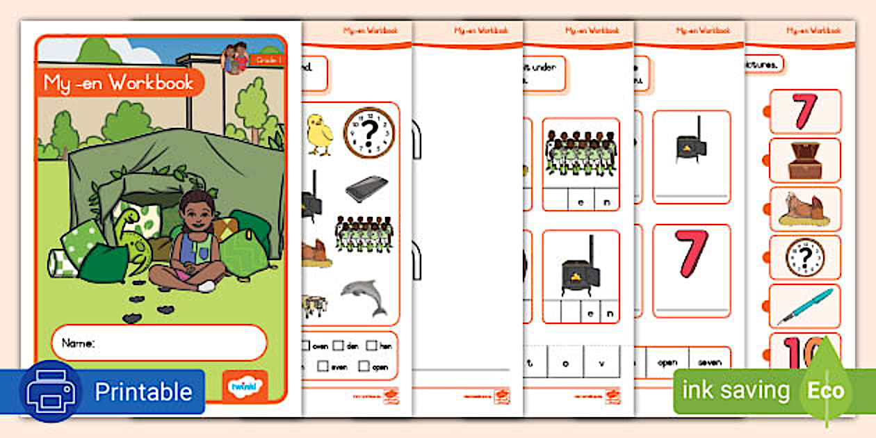 Grade 1 Phonics: -en Workbook