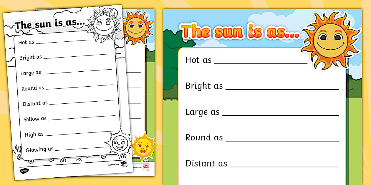 The Sun Simile Poem Template