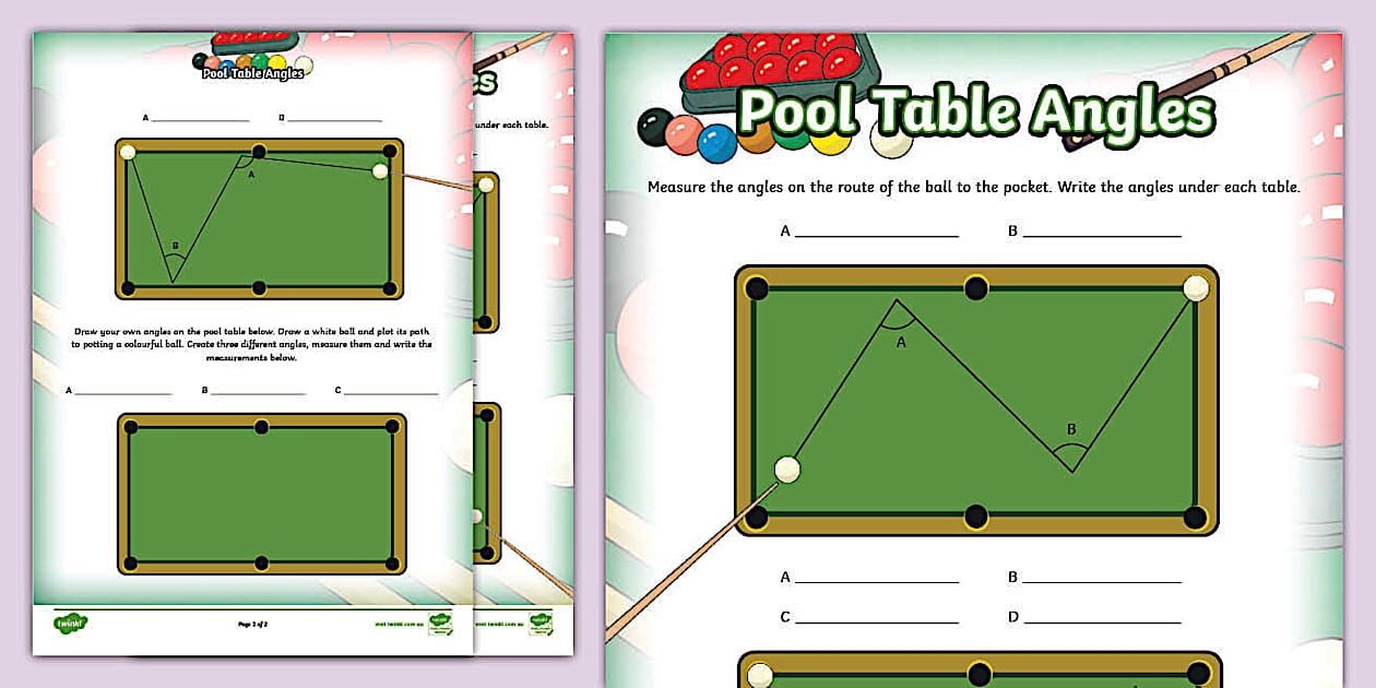 Pool Table Angles (teacher made) Twinkl