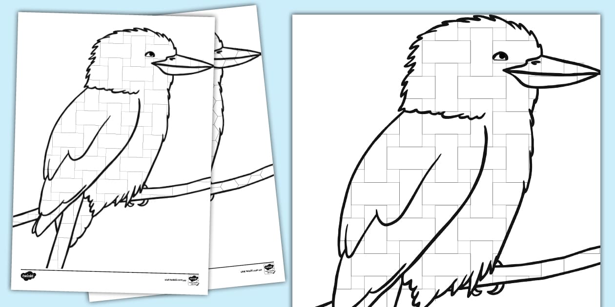 Kookaburra Mosaic Colouring Sheet (teacher made) Twinkl